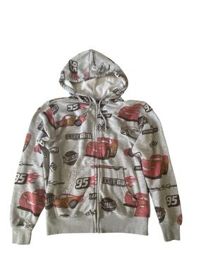 Pixar Cars Lightning McQueen size XS Gray full-zip hoodie